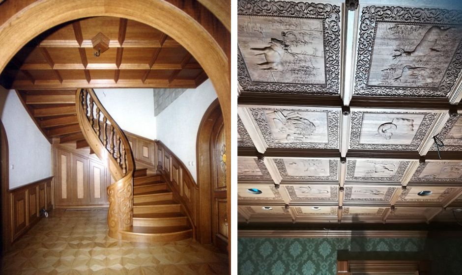 Ukázka luxusních dřevěných obkladů stropů